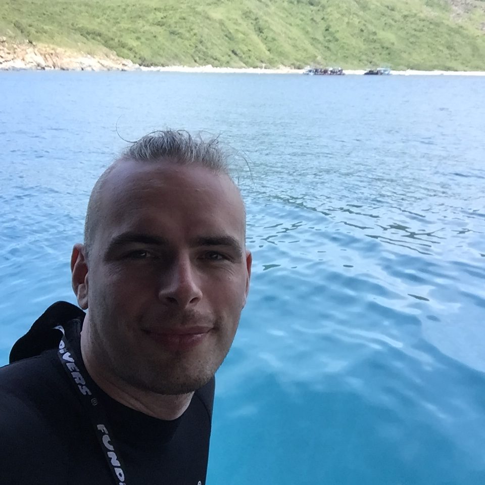 An image of Tim scuba diving in Vietnam